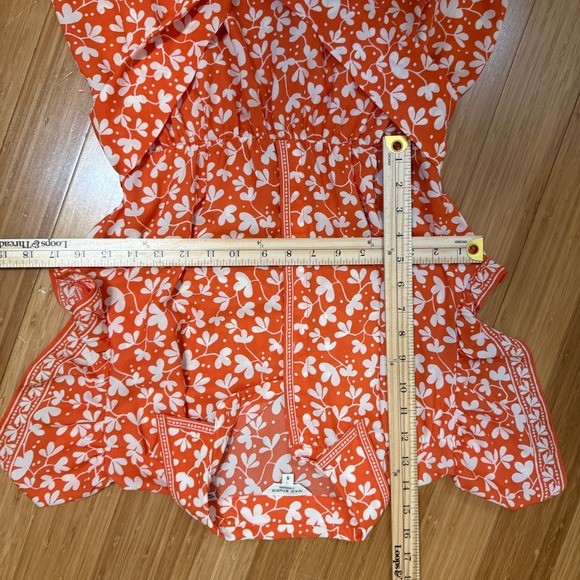 Max Studio London Tiered Midi Dress Women Size S Orange White Floral Excellent - Picture 5 of 10